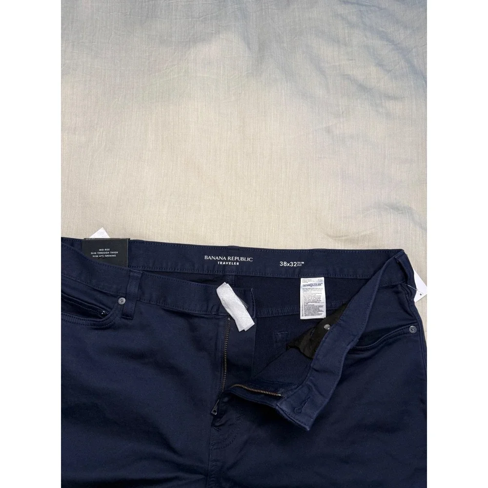 Banana Republic‎ Traveler Slim Fit Pants Navy Stretch Work Chinos 38x32 NWT